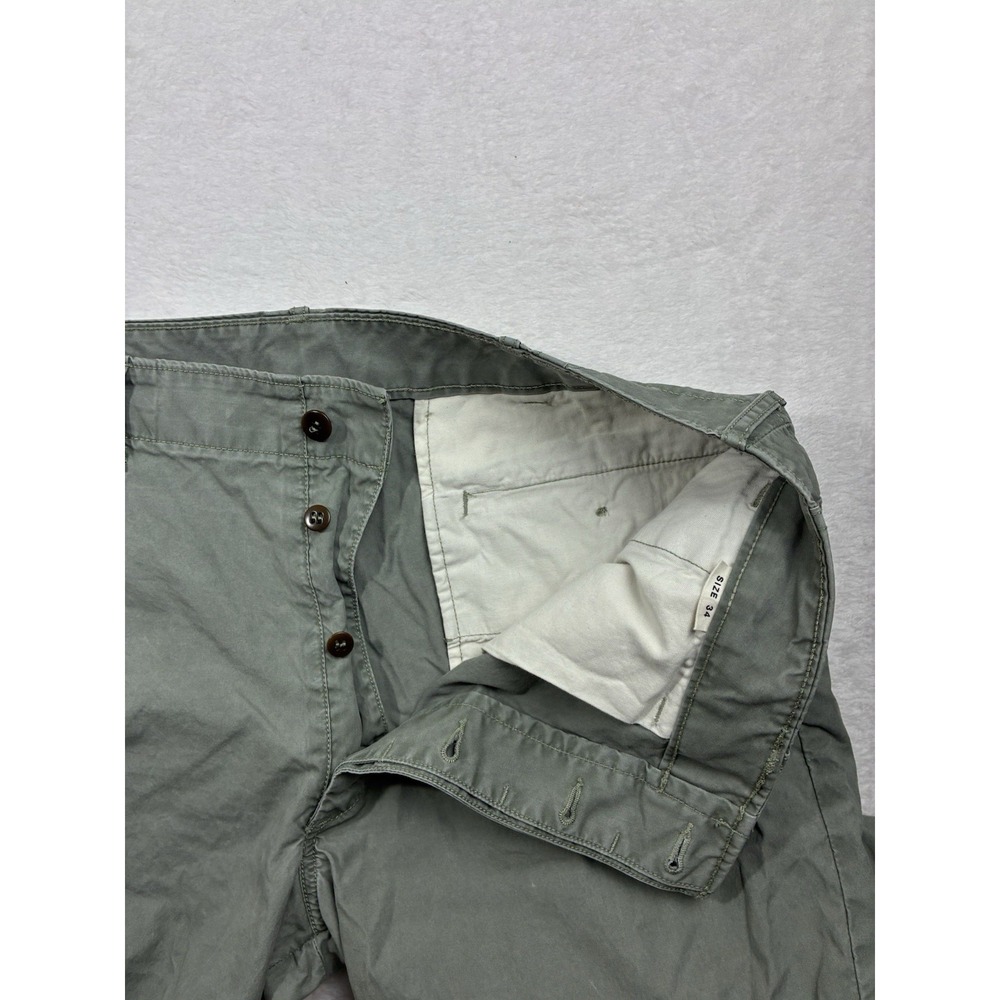 Buck Mason Men's 34 washed Green parachute poplin pants officer pants 14140 - Picture 3 of 9